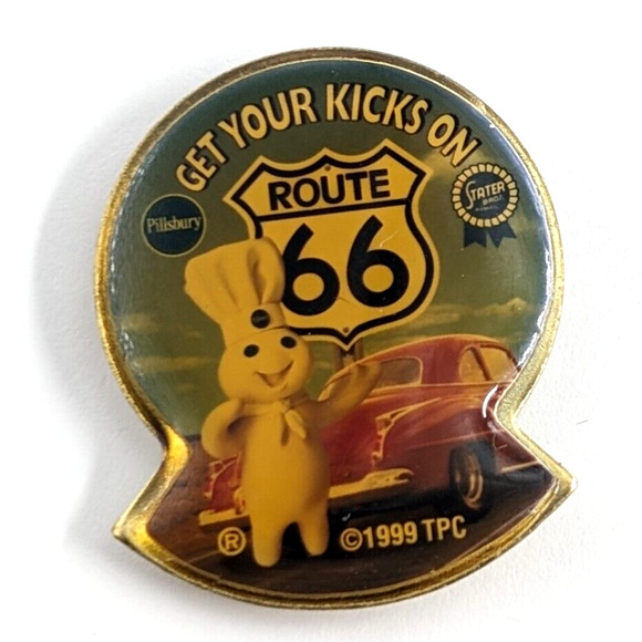 VTG US Route 66 Shield Doughboy Philsberry Red Car Lapel Pin 1999 TPC USA - Picture 1 of 5